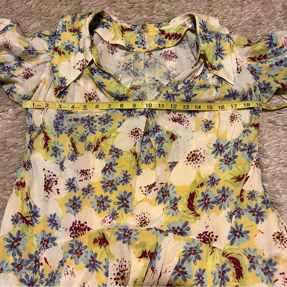 Free People Sugar Crush V-neck Puff Sleeve Floral Mini Dress small